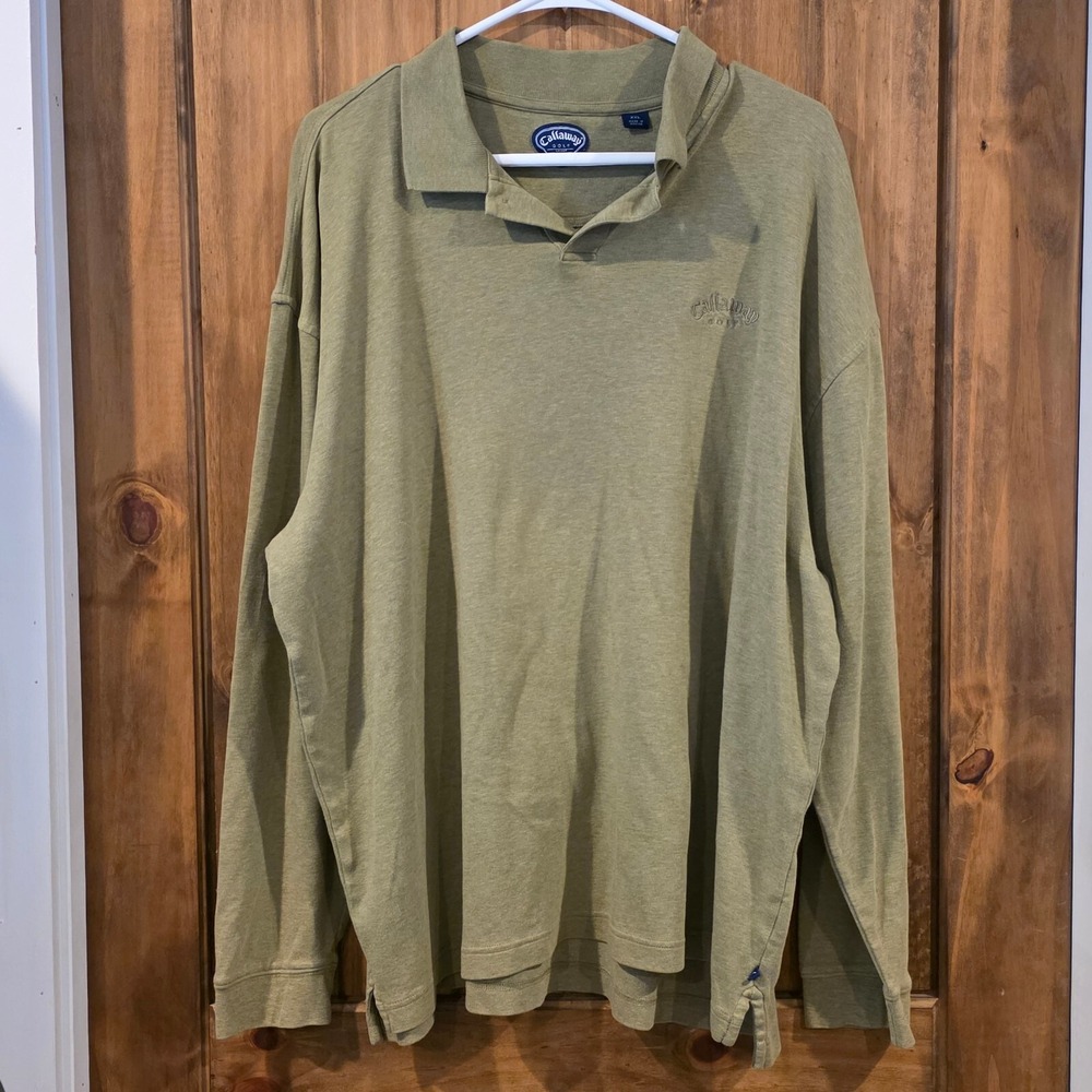 Callaway Golf Polo Shirt Mens Light‎ Green 2XL Light Green Long Sleeve Stretch